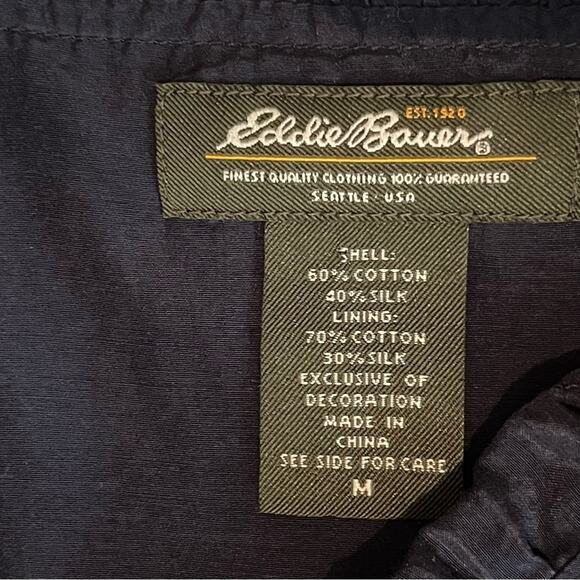 Eddie Bauer Navy Ruffled Academia OfficeCore Feminine Top Size M - Picture 8 of 11